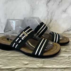 Dr. Scholl's Navy Tulip Double Leather Strap Sandals